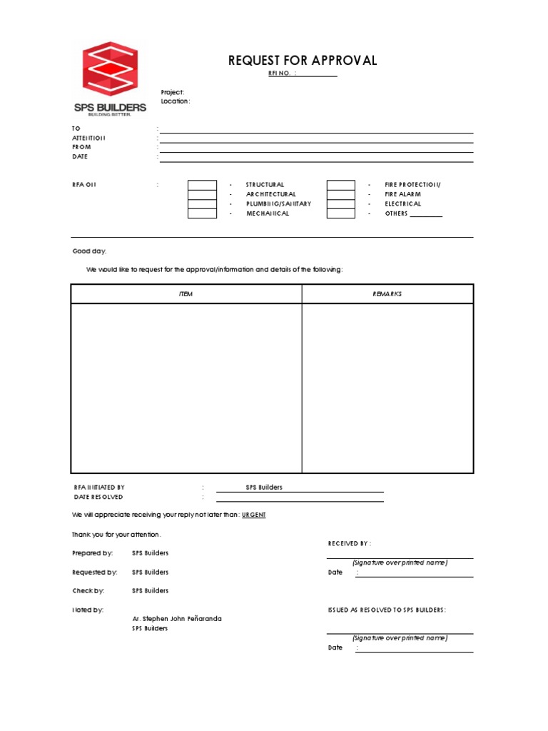 SPS Rfa Rfi Template | PDF