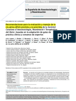 Recomendaciones para Evaluación y Manejo de Vía Aérea Difícil