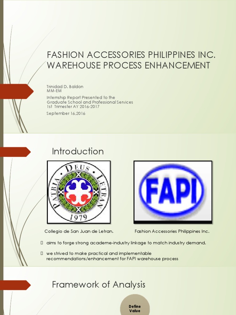 Fashion Accessories Philippines Inc. Warehouse Process Enhancement