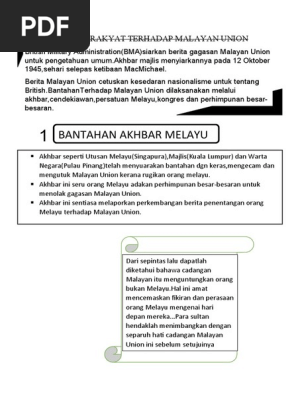 Penentangan Rakyat Terhadap Malayan Union Pdf