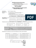 Guía de trabajo matemáticas grado quinto