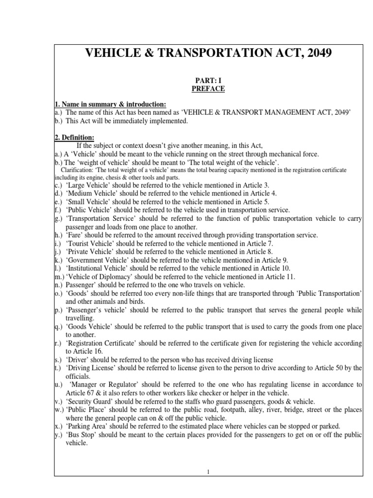 Classification and Registration of Vehicles An Analysis of Nepal's