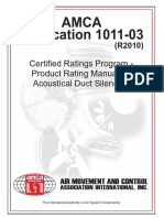 Amca Publication 1011-03: Certified Ratings Program - Product Rating Manual For Acoustical Duct Silencers