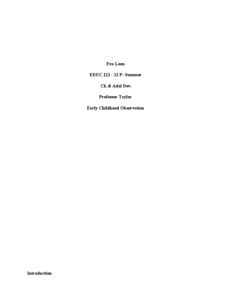 IMPORTANCE OF OBSERVATION IN EARLY CHILDHOOD EDUCATION PDF intelligence overview