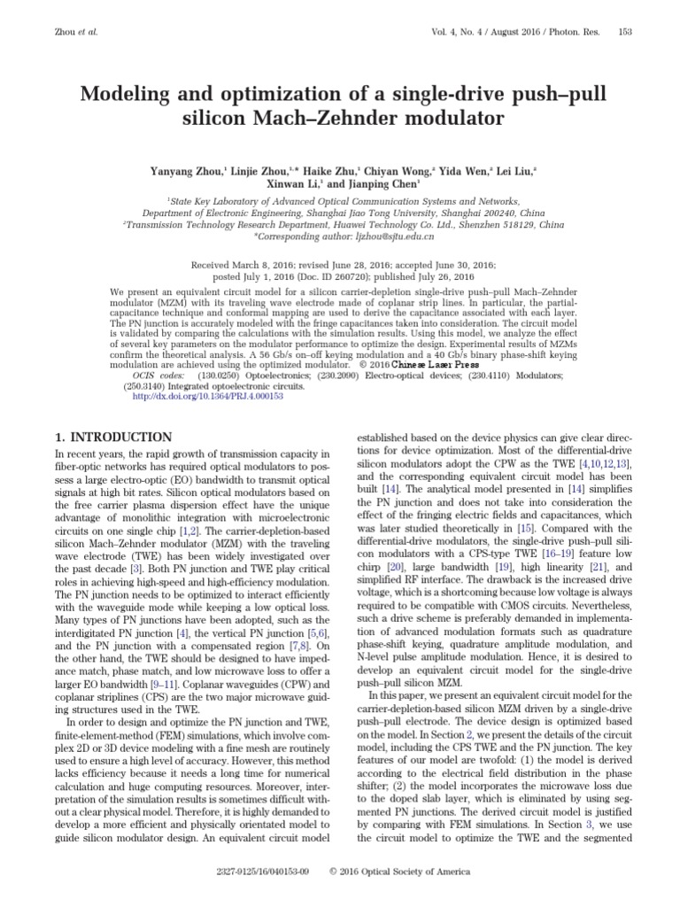Modeling and Optimization of A Single-Drive Push - Pull Silicon Mach ...