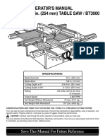 Operat0R'S Manual 10 In. (254 MM) TABLE SAW / BT3000: Save This Manual For Future Reference