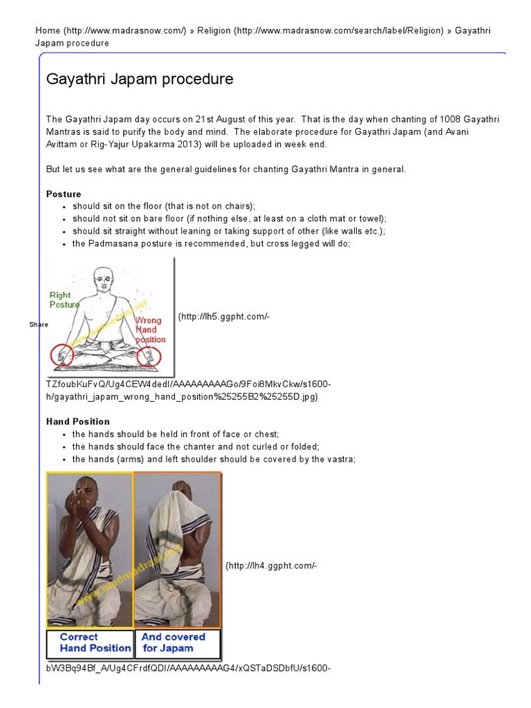 Gayathri Japam Procedure PDF PDF Mantra