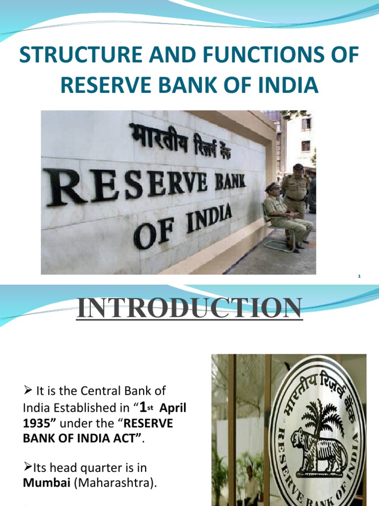 Structure and Functions of Reserve Bank of India | PDF | Reserve Bank ...