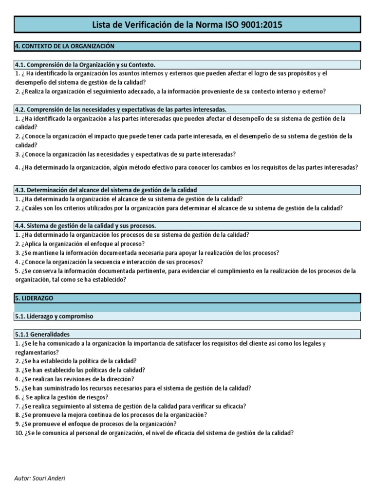 Verificación ISO 9001:2015 en Word | PDF | Gestión de la calidad ...
