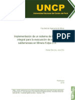 Implementación de Un Sistema de Bombeo Integral para La Evacuación de Aguas Subterraneas en Minera Kolpa S.A