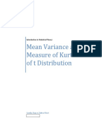 Find Mean and Variance of T Distribution