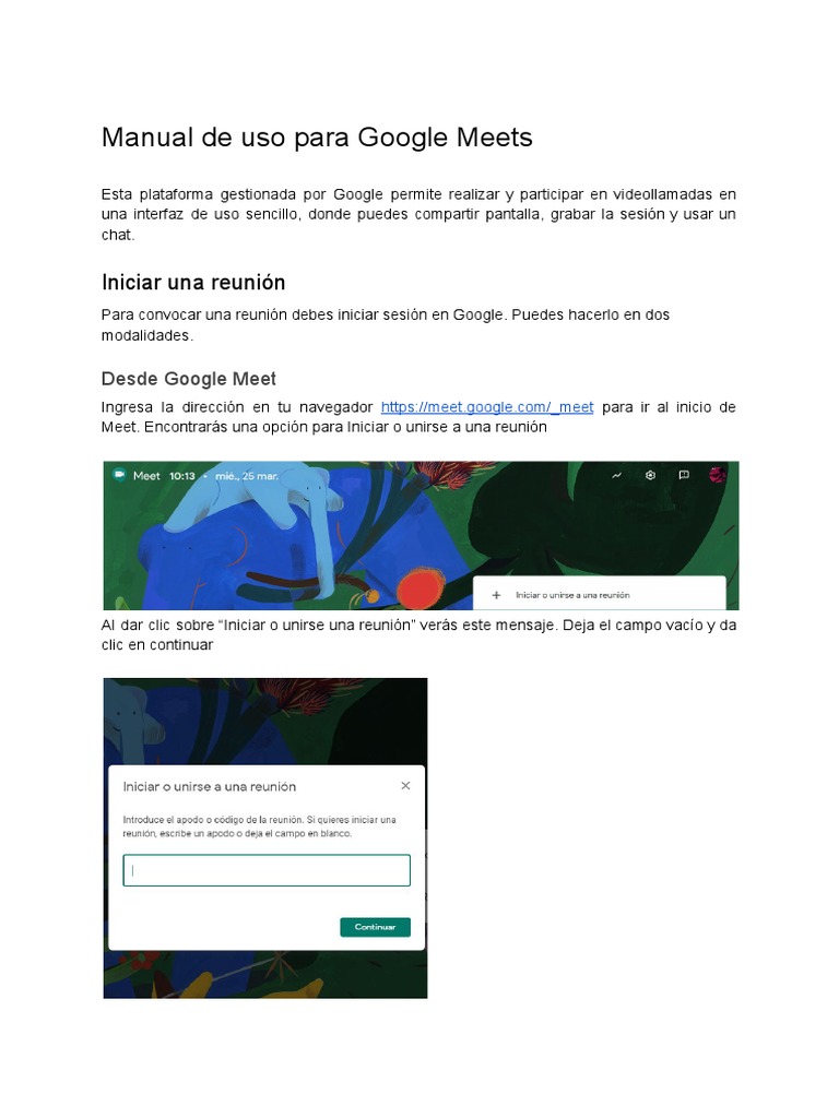 Manual de uso de Google Meet | PDF | Chat en linea | Servicios en línea