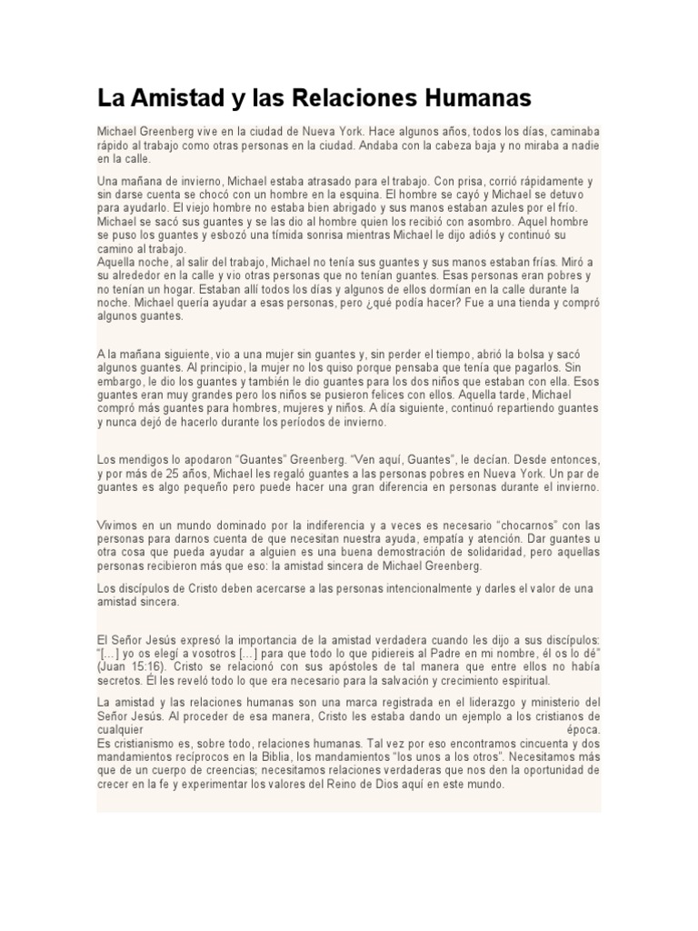 La Amistad y Las Relaciones Humanas | PDF | Cristo (título) | Pablo el ...