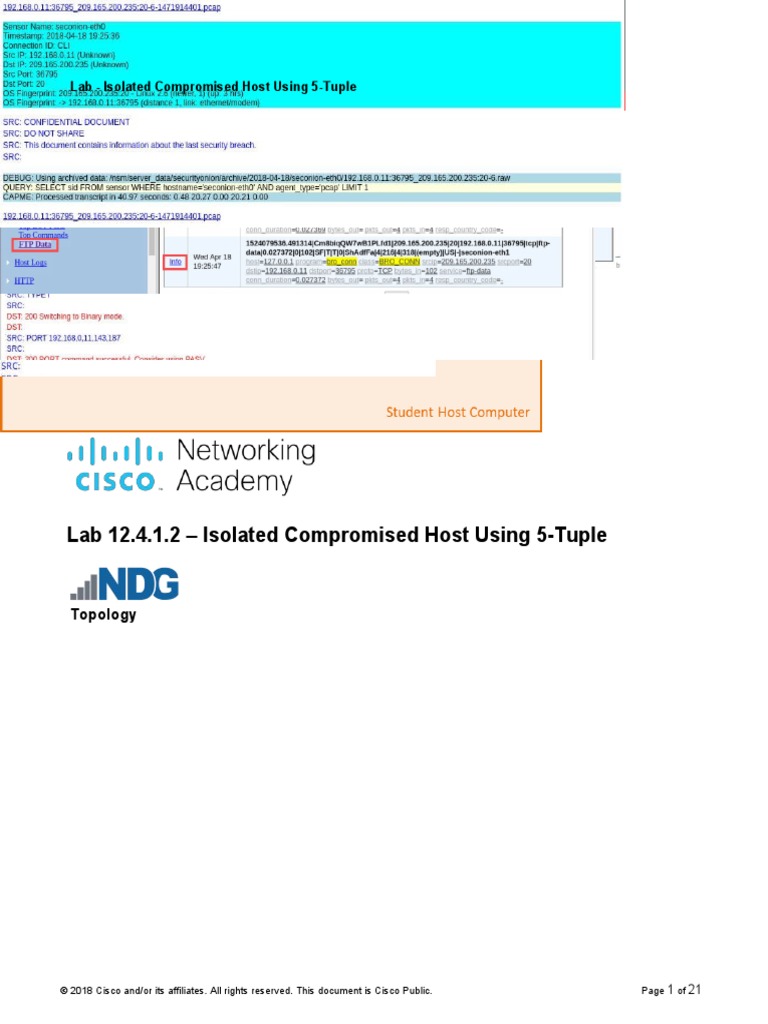 12 - 4 - 1 - 2 Lab Isolate Compromised Host Using 5-Tuple | PDF | File ...