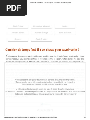 Combien De Temps Faut Il A Un Oiseau Pour Savoir Voler Question Reponse Pdf Pdf Nid Oiseaux
