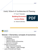 Amity School of Architecture & Planning: Building Economics Lecture Notes