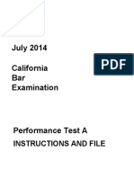 July 2014 California Bar Examination: Instructions and File
