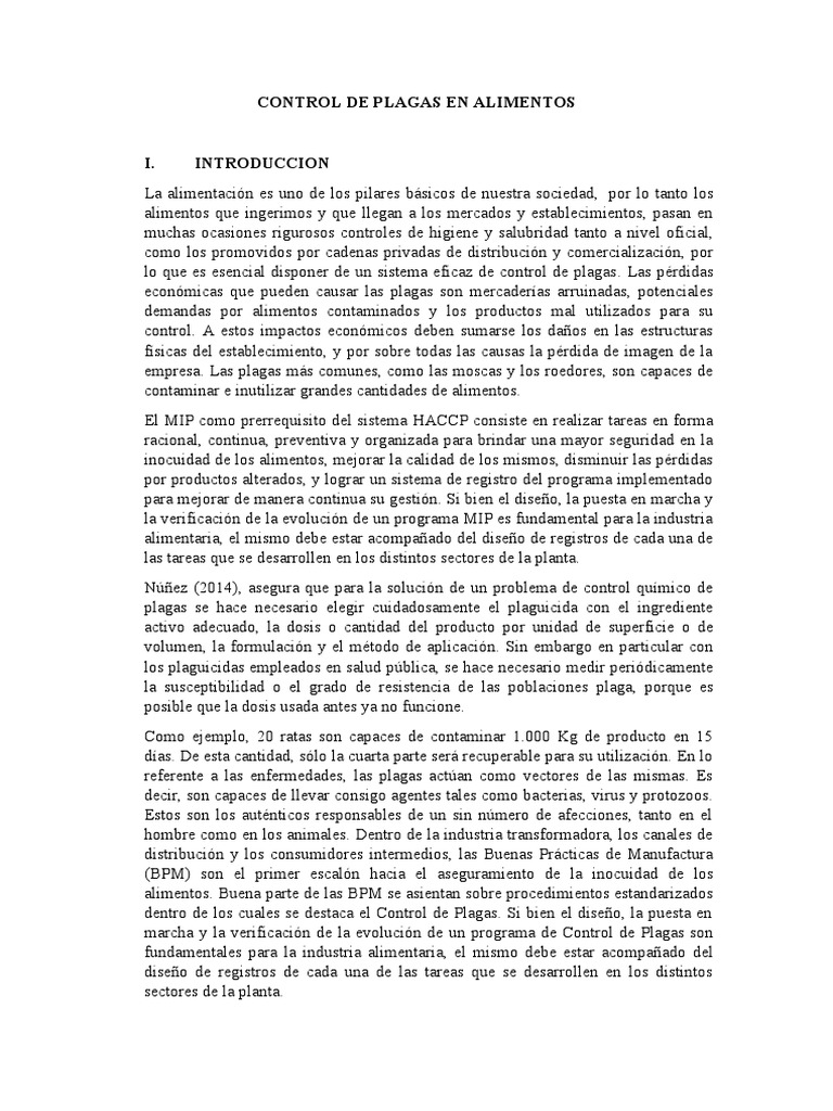 Control de Plagas en la Industria Alimentaria | PDF | Pesticida | Plaga ...