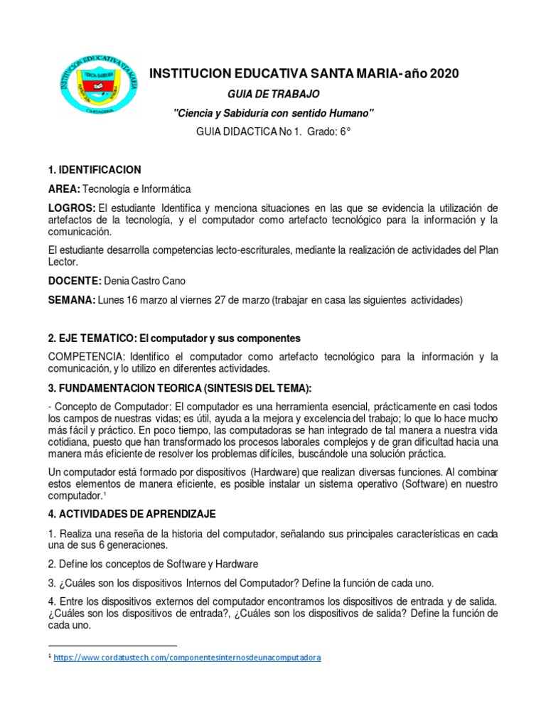 Cartilla de Tecnología para Primer Grado | PDF | Hardware de la ...