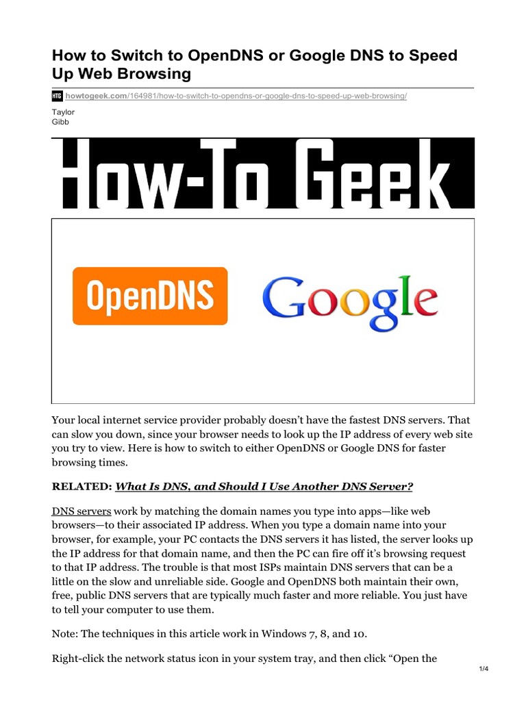Switch to OpenDNS/Google DNS Guide | PDF | Domain Name System | World ...