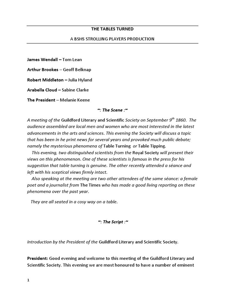 Tables Turned Guildford Script PDF Mediumship Science