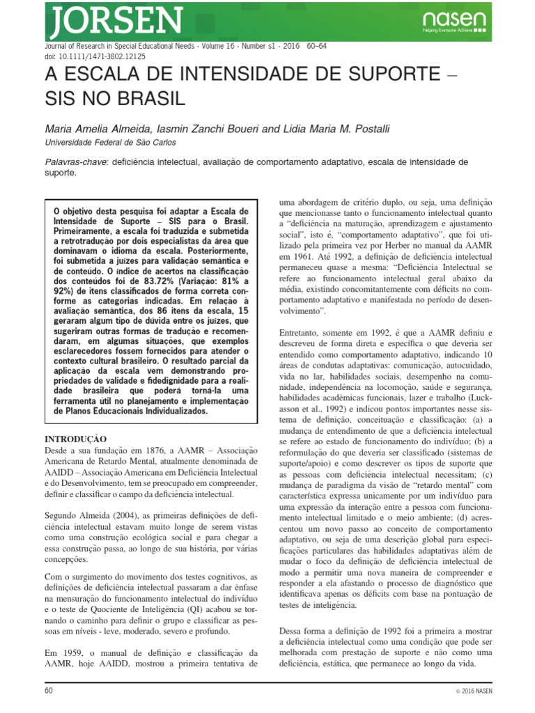 A Escala de Intensidade de Suporte-Sis No Brasil | PDF | Aprendizado |  Humano
