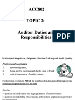 ACC802 Topic 2:: Auditor Duties and Responsibilities