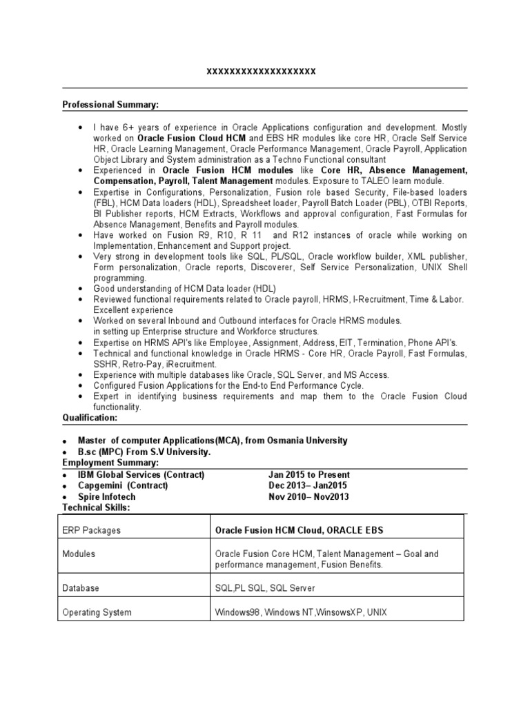 HCM Resume | PDF | Oracle Corporation | Cloud Computing