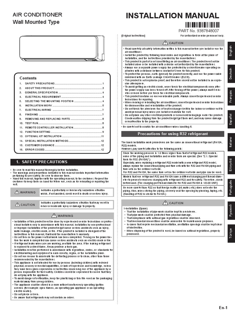 Durastar Mini Split Installation Guide | PDF | Electrical Wiring ...