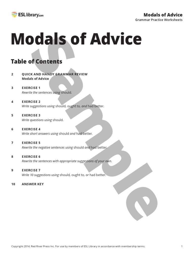 grammar practice worksheets sample esllibrary modals no answers pdf syntax grammar