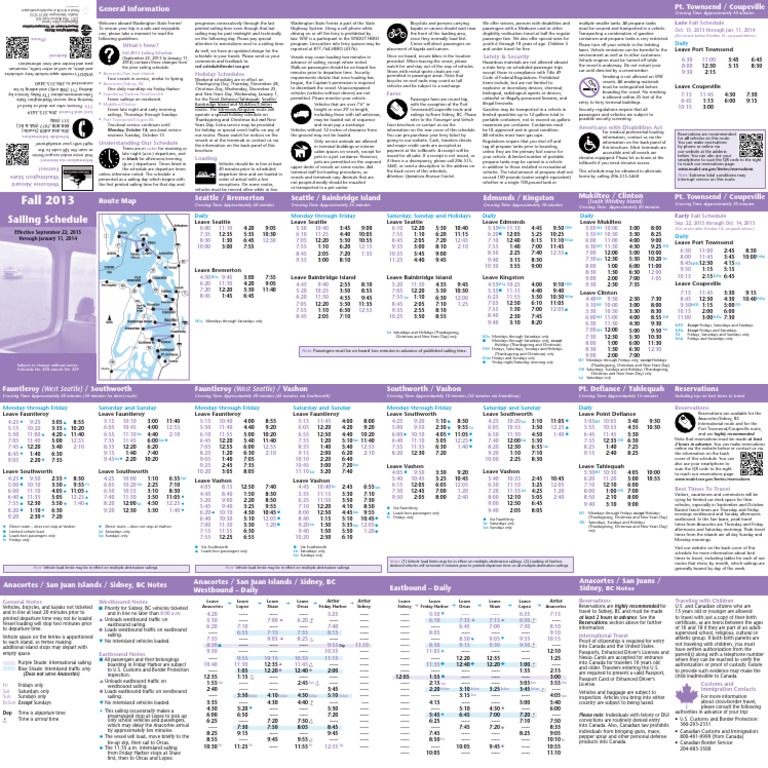 Point Defiance to Vashon Ferry Schedule | PDF | Ferry | Vehicles