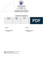 Summary of Worksheets: Republic of The Philippines Department of Education Region X Division of Misamis Occidental