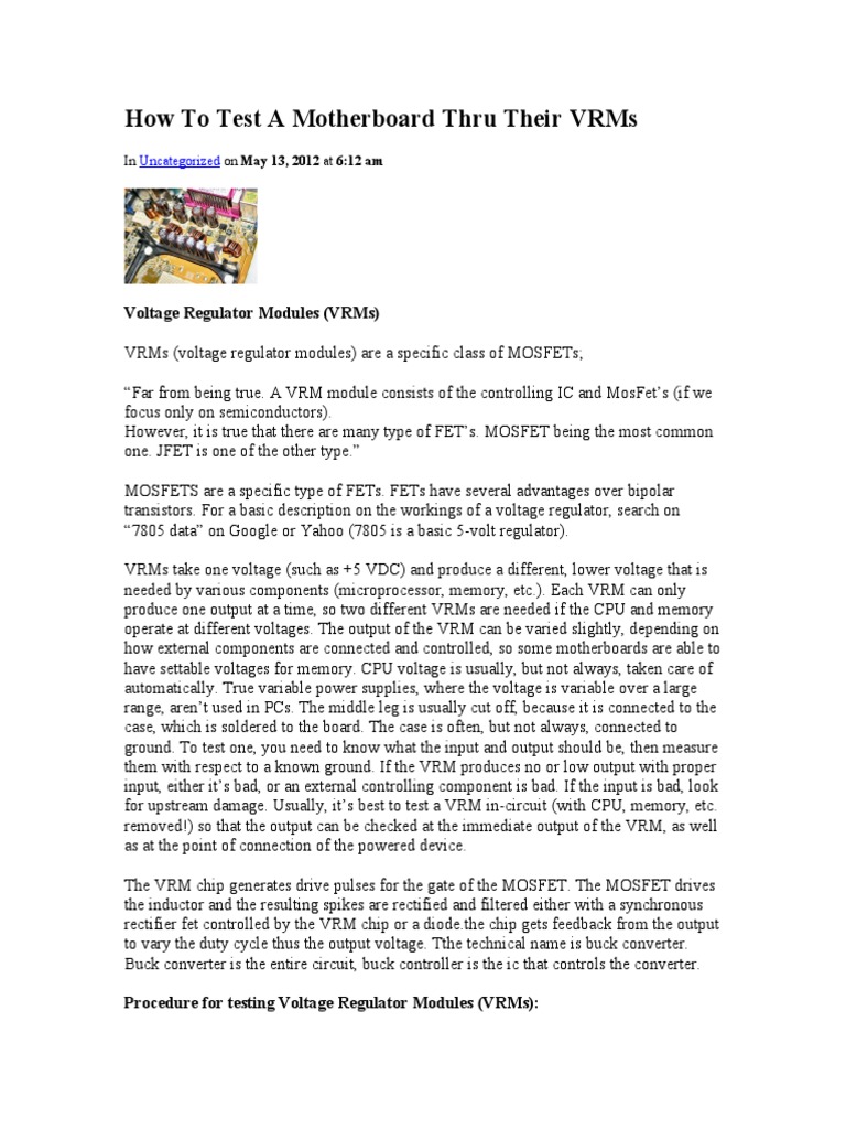 Testing VRM | PDF | Field Effect Transistor | Mosfet