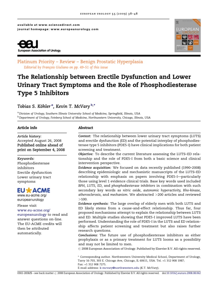The Relationship Between Erectile Dysfunction and Lower Urinary Tract ...