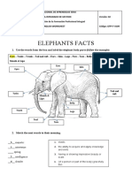 Elephants Facts: 1. Use The Words From The Box and Label The Elephant Body Parts (Follow The Example)