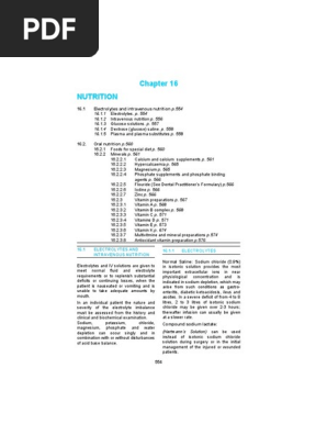 16 Chapter Nutrition Pdf Saline Medicine Intravenous Therapy
