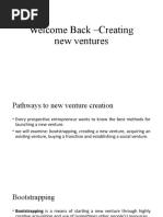 Welcome Back - Creating New Ventures