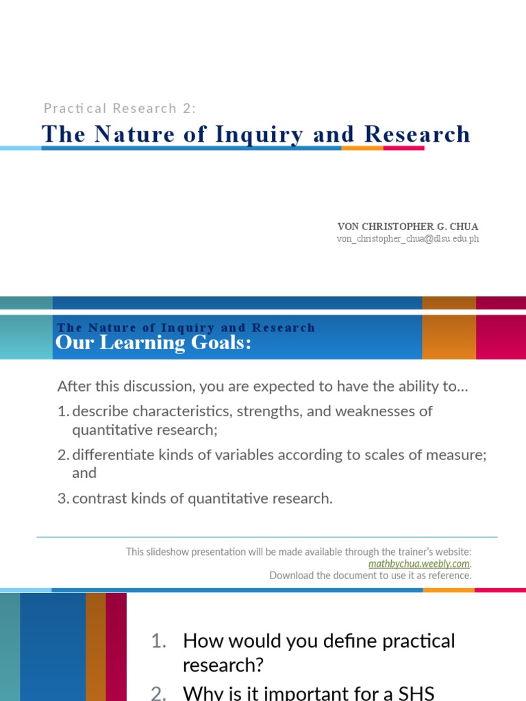 The Nature of Inquiry and Research | PDF | Research Design | Level Of ...