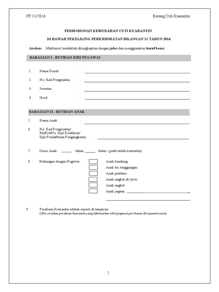 Borang cuti kuarantin pdf
