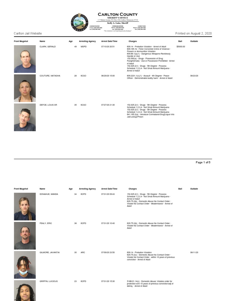 Carlton Jail site Printed On August 2, 2020 PDF Arrest Probation