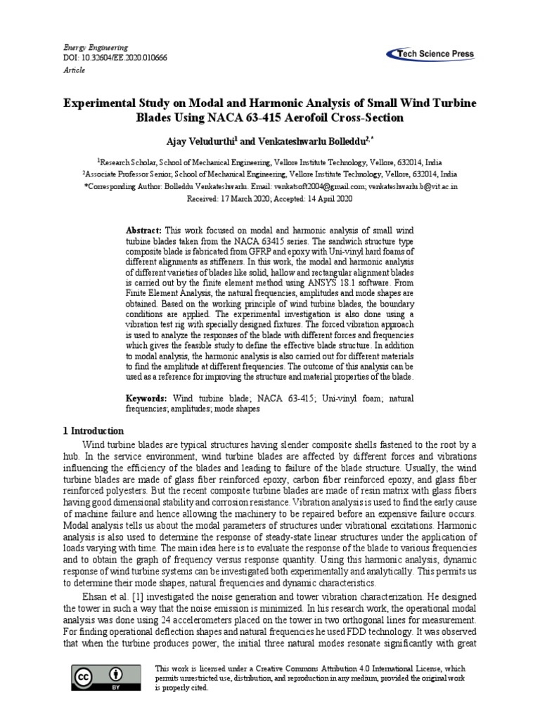 Experimental Study On Modal and Harmonic Analysis of Small Wind Turbine ...