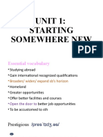 Unit 1: Starting Somewhere New