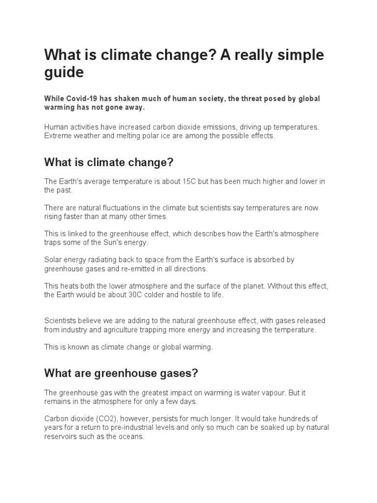 What Is Climate Change? A Really Simple Guide | PDF | Global Warming ...