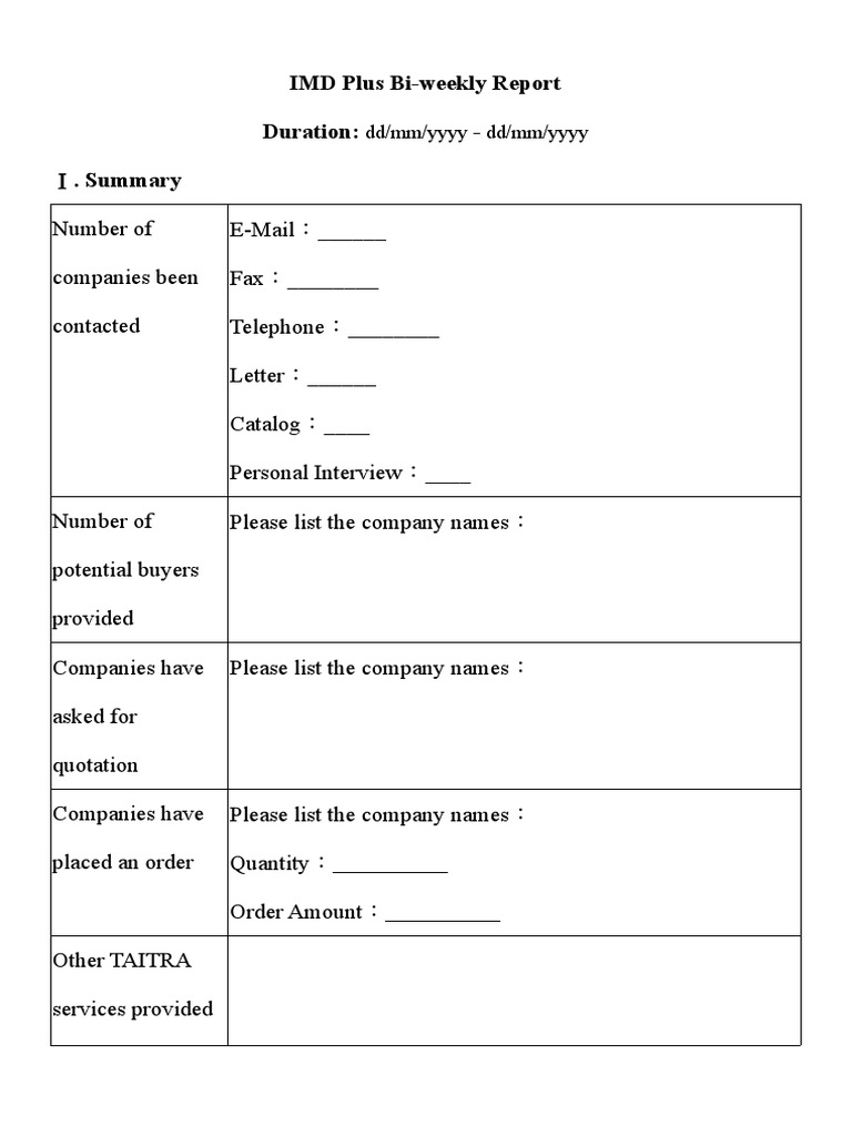 IMD Plus Bi-Weekly Report | PDF