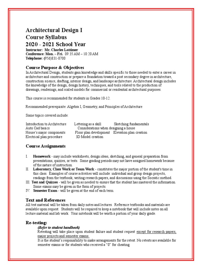 Architectural Design Course Guide | PDF | Test (Assessment) | Design