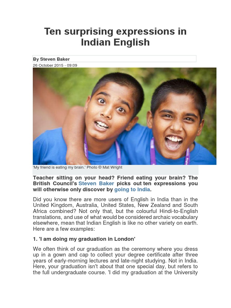 Ten Surprising Expressions in Indian English | PDF | English Language