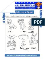 Completa Con La Silaba para Niños de 4 Años PDF