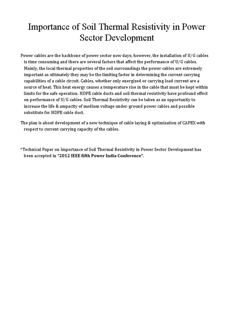 Importance of Soil Thermal Resistivity | PDF