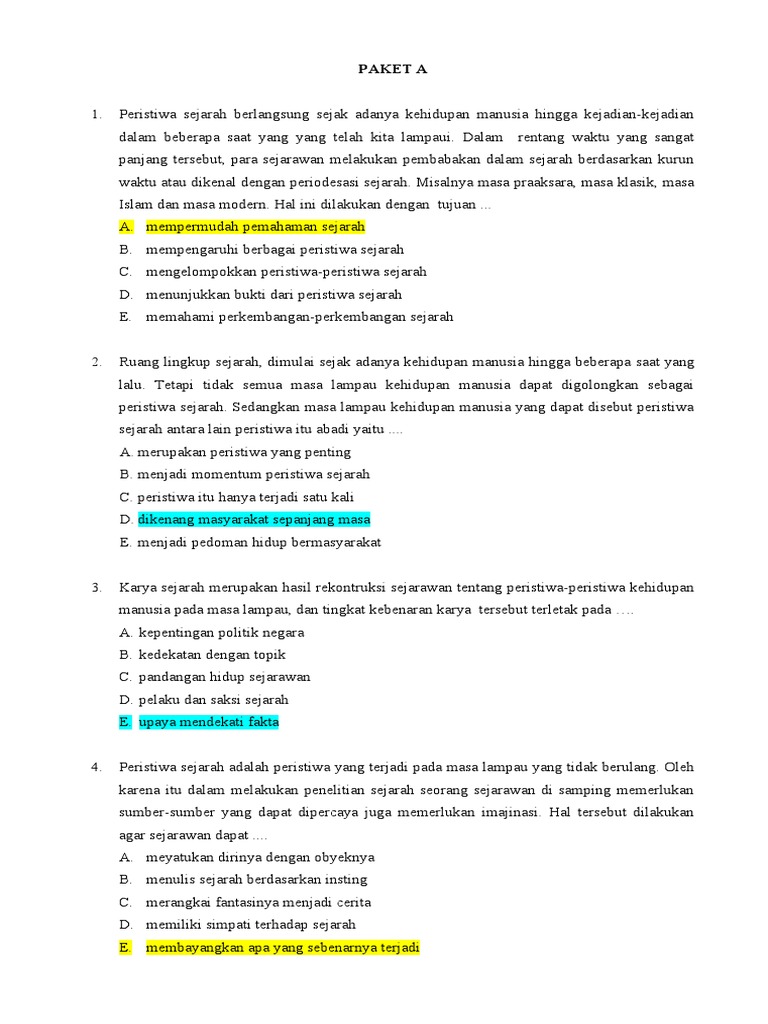 Gudang Soal Sejarah Paket A Docx