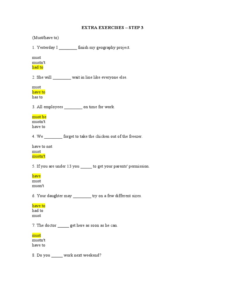 Extra Exercises Step 3 - 2 | PDF
